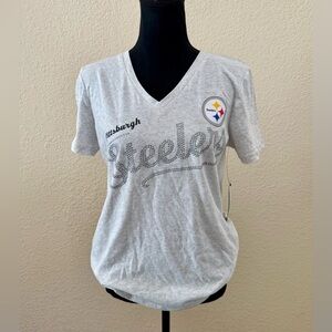 NWT Touch Stadium NFL Pittsburgh Steelers Women’s Grey TShirt Bling Medium